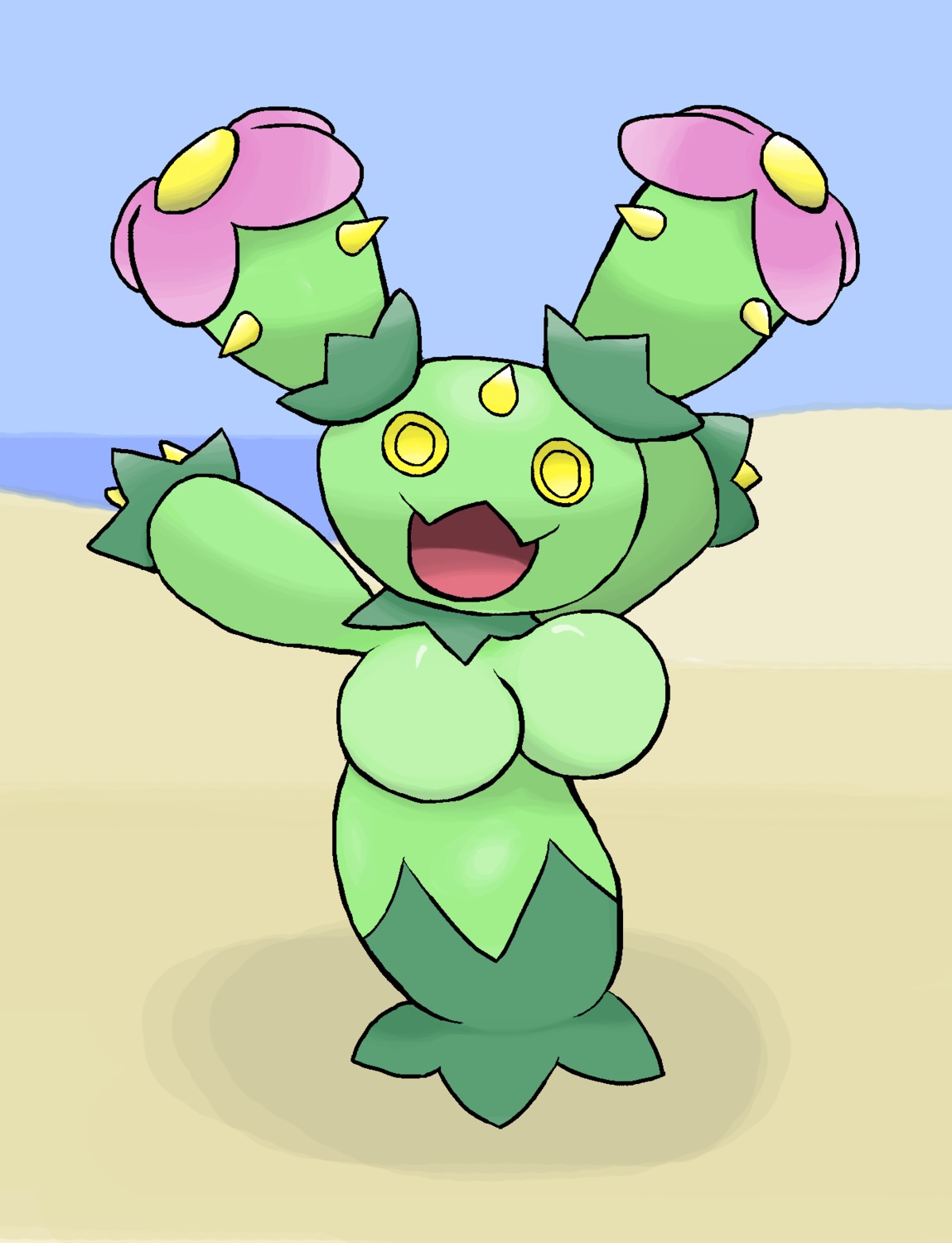 breasts color exposed_breasts female female_only front_view maractus nudity pokemon rule34 solo