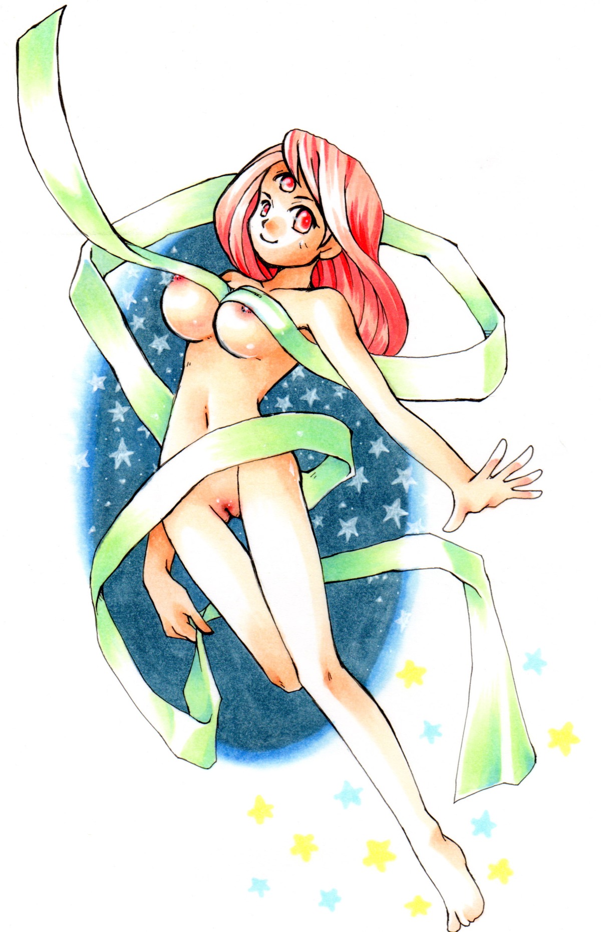 3_eyes breasts curvy female magical_drop multi_eye pink_eyes pink_hair pussy rule34 tagme thigh_gap world_(magical_drop)