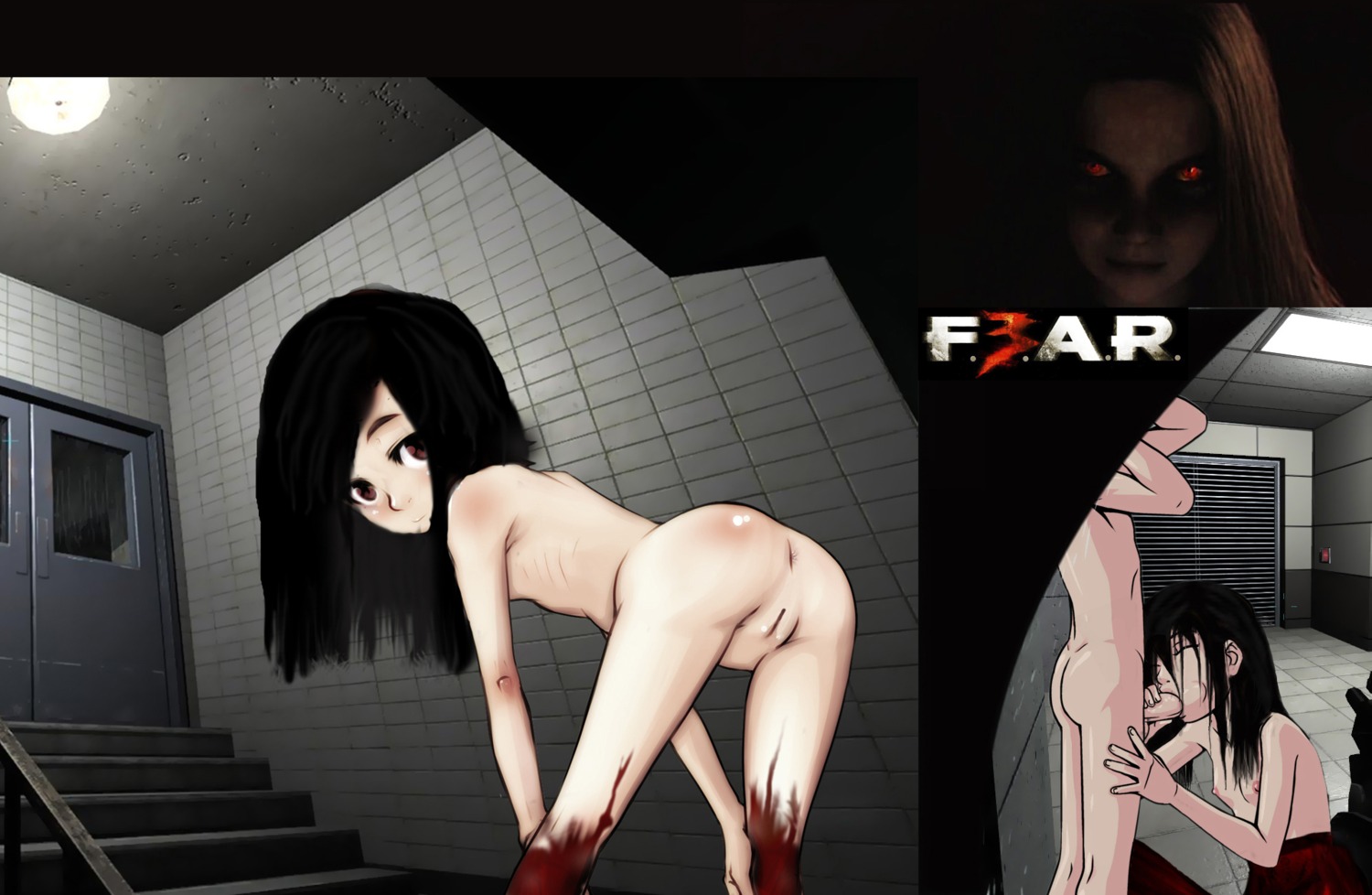 1girls 2d alma_wade anus ass blood breasts f.e.a.r. female oral_sex presenting presenting_hindquarters pussy red_eyes rule34 skinny small_breasts tagme young