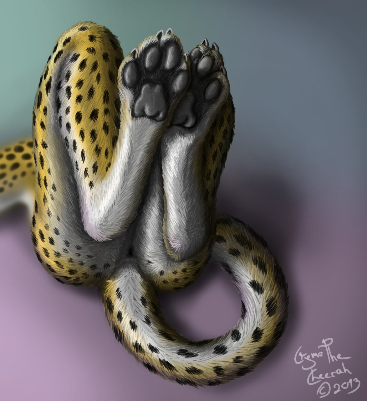 2013 4_toes abstract_background anthro anus biped butt cheetah claws cryme_the_cheetah digitigrade e621 feet felid feline foot_focus foot_shot fur hi_res hindpaw inviting khraym lying male mammal nude pawpads paws presenting simple_background soles solo spots tail tail_anus toes white_body white_fur yellow_body yellow_fur