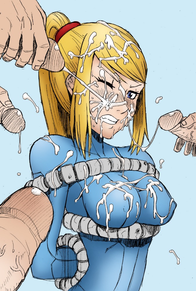 1girls 4boys bimbo blue_background bodysuit bondage bukkake clothed_female_nude_male color cum cum_in_hair cum_on_blonde_hair cum_on_blue_clothes cum_on_cheek cum_on_closed_eye cum_on_eye cum_on_hair cum_on_nose cum_on_shoulder facial female gangbang group_sex hair hakkyou_daioujou human male metroid multiple_penises nintendo one_eye_closed penis ponytail rape rule34 samus_aran simple_background straight uncensored yellow_hair zero_suit zero_suit_samus