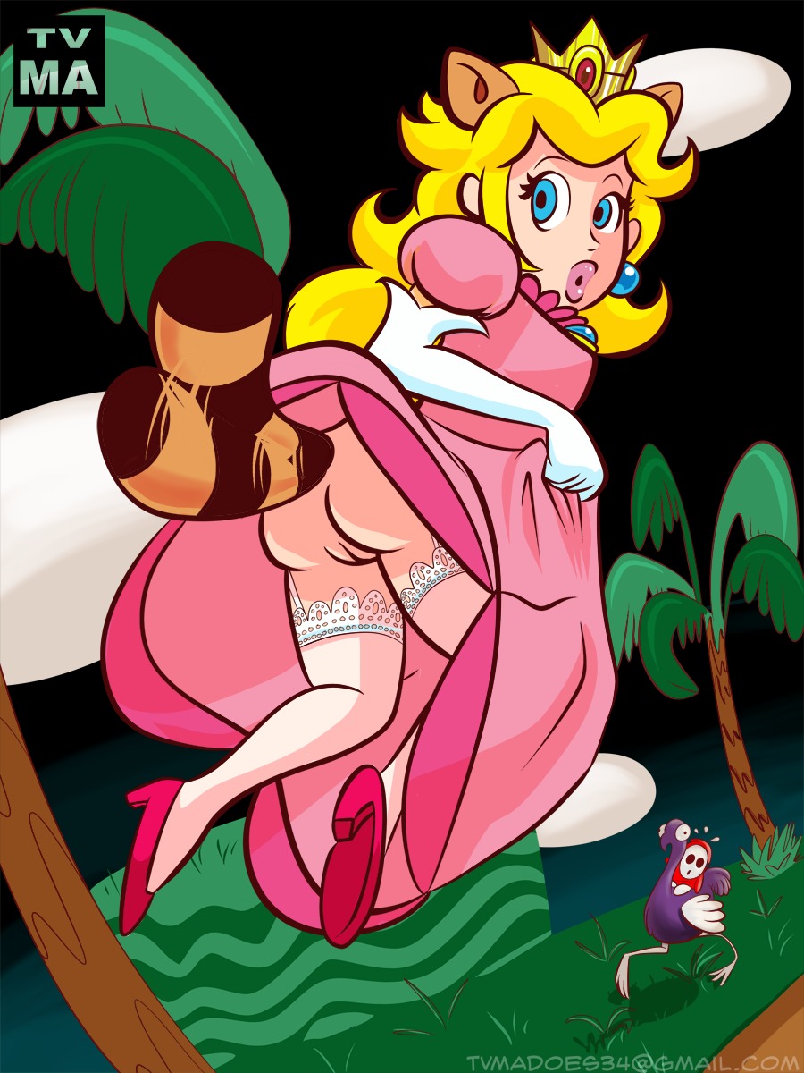 elbow_gloves female gloves high_heels mario_(series) nintendo ostro princess_peach raccoon_ears raccoon_girl raccoon_peach raccoon_tail rule34 shoes shy_guy super_mario_bros._2 super_mario_bros._3 tvma