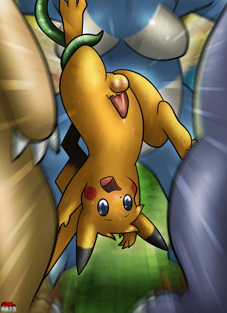ambiguous_gender blush breasts claws color cum fellarts female feral fur interspecies male male/ambiguous nidoqueen nintendo nude open_mouth penis pikachu pokemon pokemon_(species) pokemon_on_pokemon pokemon_only restrained rule34 shiny_pikachu shiny_pokemon size_difference suspension tagme upside-down vine