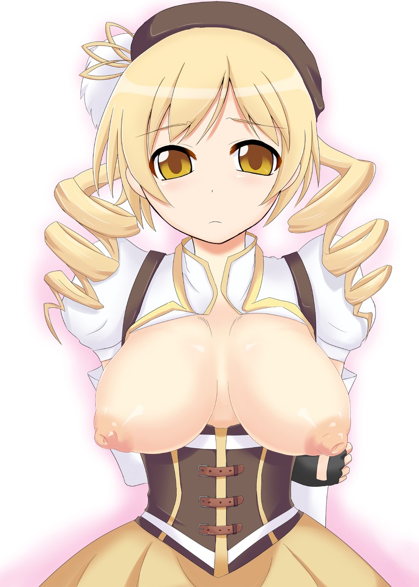 blush breasts female highres large_breasts mahou_shoujo_madoka_magica nipples rule34 tomoe_mami