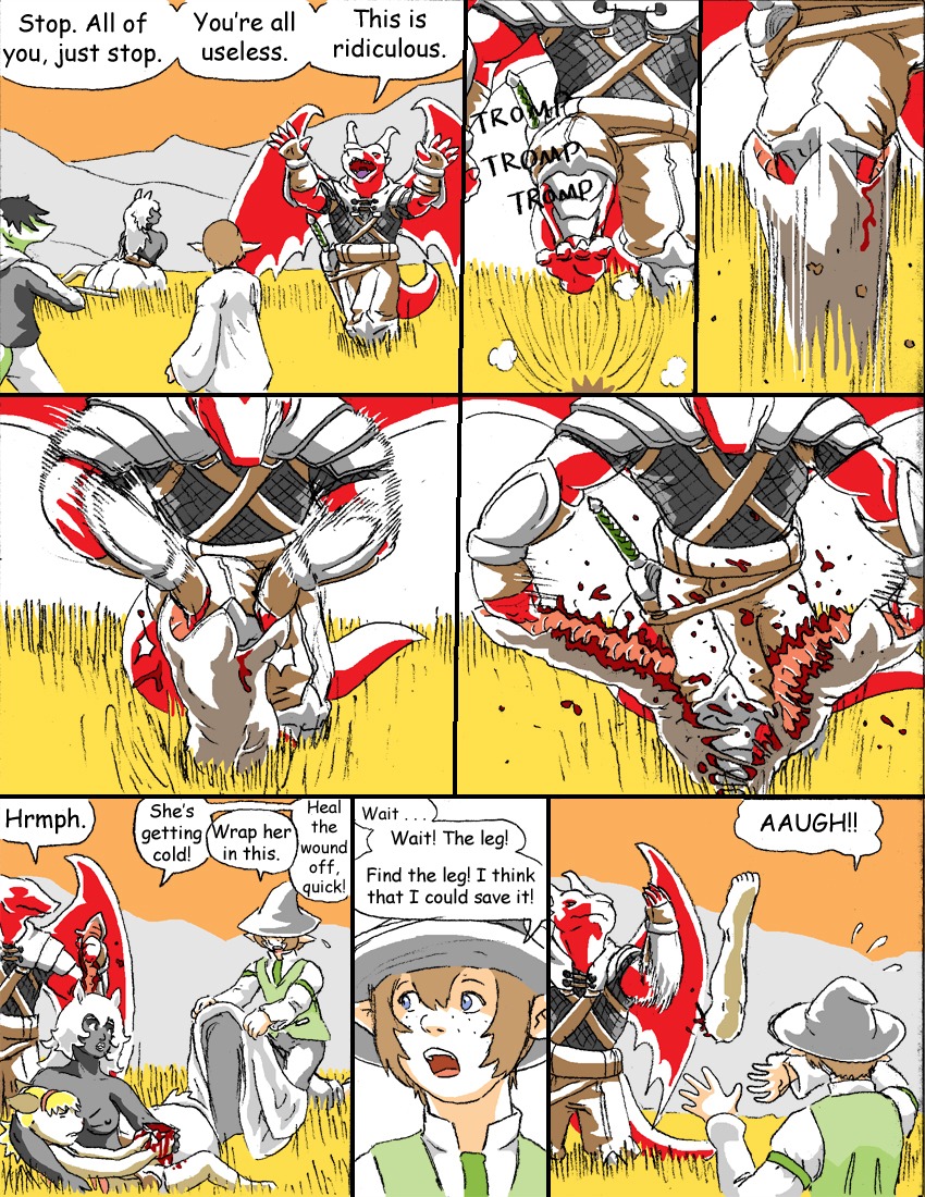 1_missing_limb amputation amputee anthro armor balbaros_(reiger) blood bodily_fluids breasts centaur comic death dialogue disability domestic_cat dragon dranz_(reiger) e621 elf english_text equid equid_taur european_mythology felid feline felis female gore greek_mythology group human humanoid humanoid_taur ione_(reiger) maeda_(reiger) male mammal mammal_taur melee_weapon membrane_(anatomy) membranous_wings missing_leg monster mythological_creature mythological_scalie mythology nipples reiger scalie severed_body_part severed_leg severed_limb sword tail taur text trans_(lore) trans_woman_(lore) weapon willelm_(reiger) wings