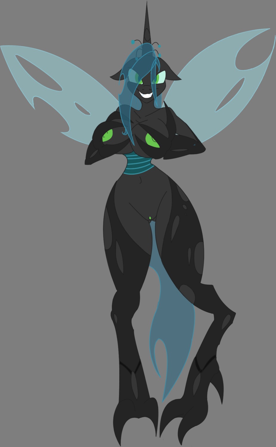 2013 alpha_channel anthro anthrofied arthropod big_breasts biped breasts changeling_(mlp) digital_media_(artwork) e621 eye_through_hair female friendship_is_magic genitals green_eyes green_hair hair hasbro hi_res holding_breast hole_(anatomy) horn insect_wings jrvanesbroek long_hair looking_at_viewer my_little_pony navel nipples nude pupils queen_chrysalis_(mlp) simple_background slit_pupils smile solo standing translucent translucent_hair transparent_background vulva wings