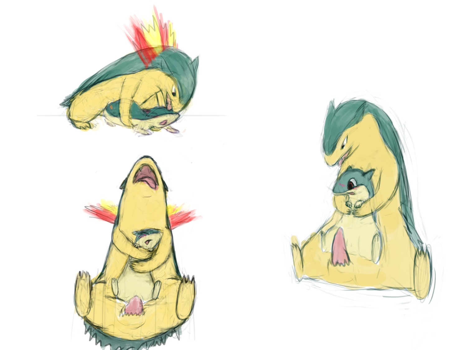 bodily_fluids cum dancingchar dominant duo e621 erection female feral feral_on_feral fire generation_2_pokemon genital_fluids genitals hi_res intraspecies larger_dom larger_male male male/female nintendo nude penis pokemon pokemon_(species) quilava sex size_difference smaller_female typhlosion vulva