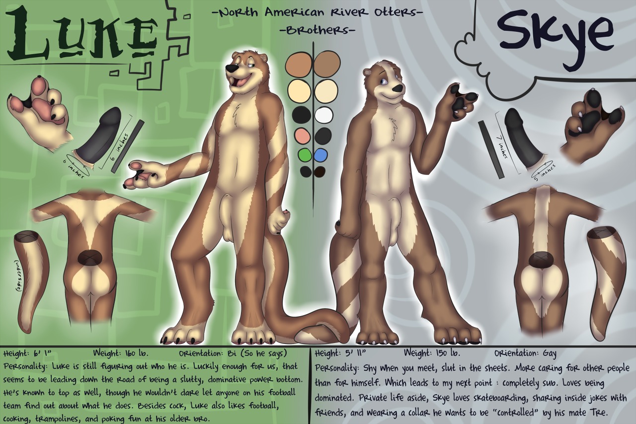 animal_genitalia anthro balls furry gay hotterotter male model_sheet mustelid nude otter penis rule34 sheath siblings solo tagme
