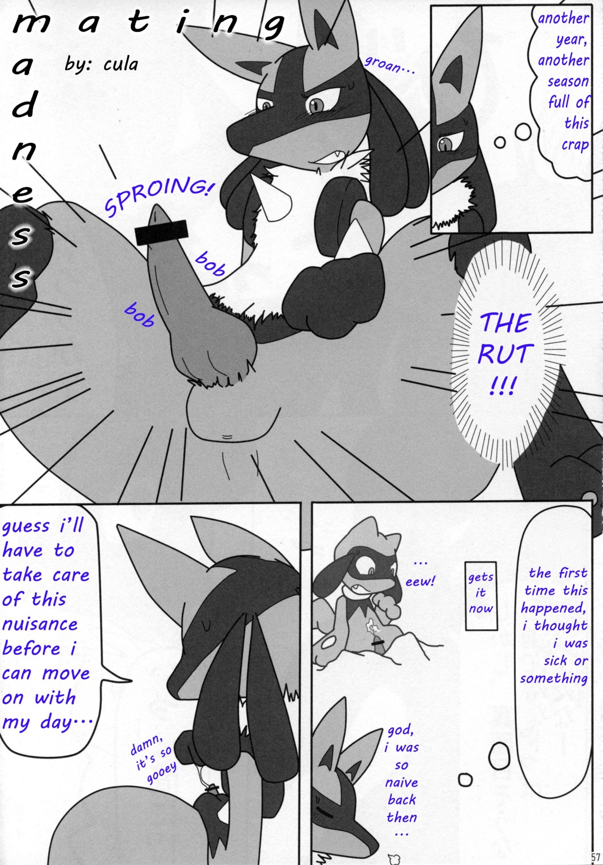 1boy censored fur knot lucario male male_only penis pokemon pokemon_(species) precum riolu rule34 solo