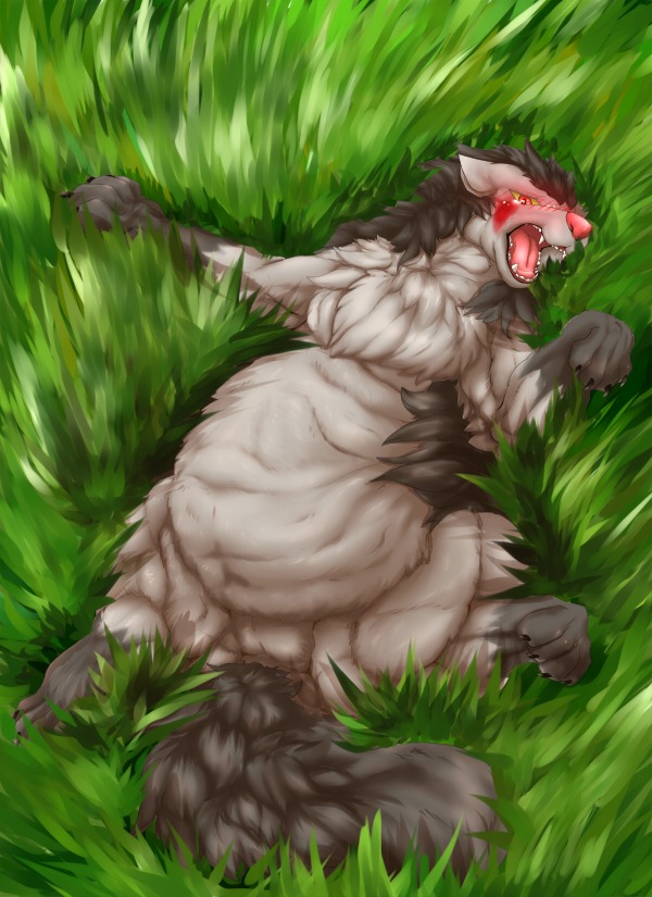 4_toes ambiguous_gender blush bodily_fluids brown_body brown_fur brown_hair chest_tuft claws digitigrade e621 feet feral fluffy fluffy_tail fur generation_3_pokemon grass hair hauru heart_symbol inflation leg_markings lying mammal markings mightyena nintendo nude on_back open_mouth outside overweight overweight_ambiguous overweight_feral pink_nose plant pokemon pokemon_(species) raised_leg red_eyes socks_(marking) solo spread_legs spreading tail tears teeth toe_claws toes tongue tuft