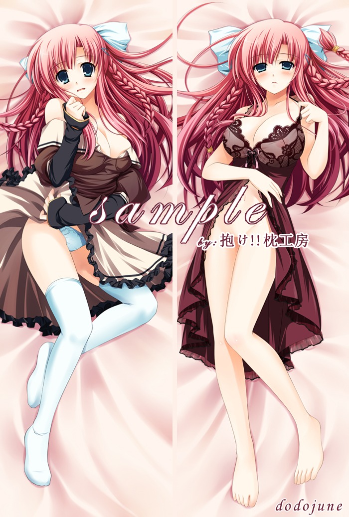 blue_eyes blush breasts cleavage female hair large_breasts long_hair lying panties pointy_chin red_hair rule34 see-through thighhighs