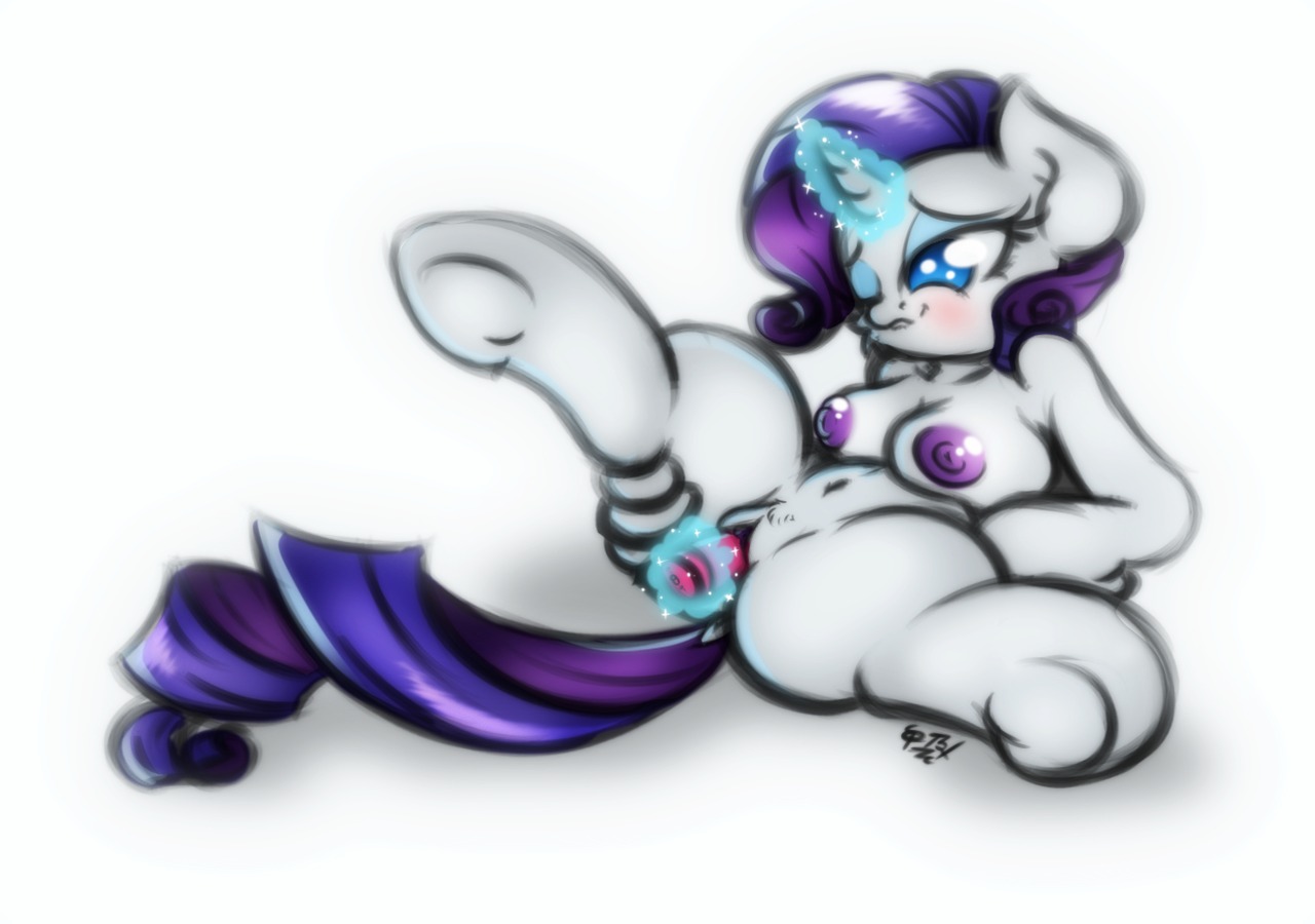 2014 anthro anthrofied blue_eyes blue_eyeshadow blush breasts digital_media_(artwork) dildo e621 equid equine eyeshadow female friendship_is_magic fur genitals hair hasbro hooves horn koffeekuma makeup mammal masturbation my_little_pony mythological_creature mythological_equine mythology navel nipples one_eye_closed one_leg_up penetration purple_hair raised_leg rarity_(mlp) sex_toy simple_background solo toying_self unicorn vaginal vaginal_masturbation vaginal_penetration vulva white_background white_body white_fur