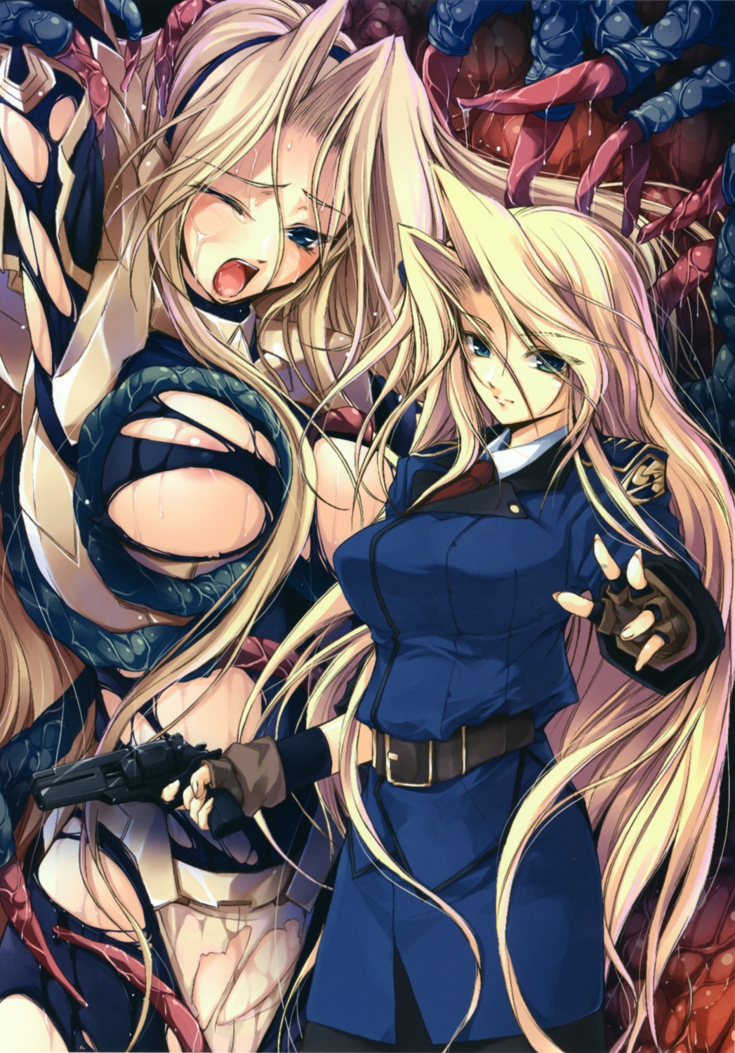 female kirishima_satoshi rule34 tagme tentacle torn_clothes