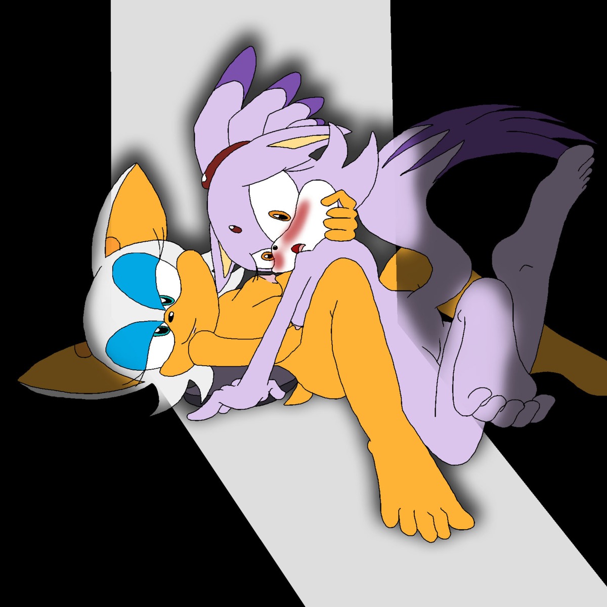2d anthro anthro_female anthro_only bat blaze_the_cat domestic_cat embarrassed_nude_female feet feline female furry furry_female furry_only heavy_blush mobian mobian_(species) mobian_bat multiple_females multiple_girls rinn-kun rouge_the_bat rule34 sega sonic_(series) sonic_adventure_2 sonic_the_hedgehog_(series) straight_hair yuri