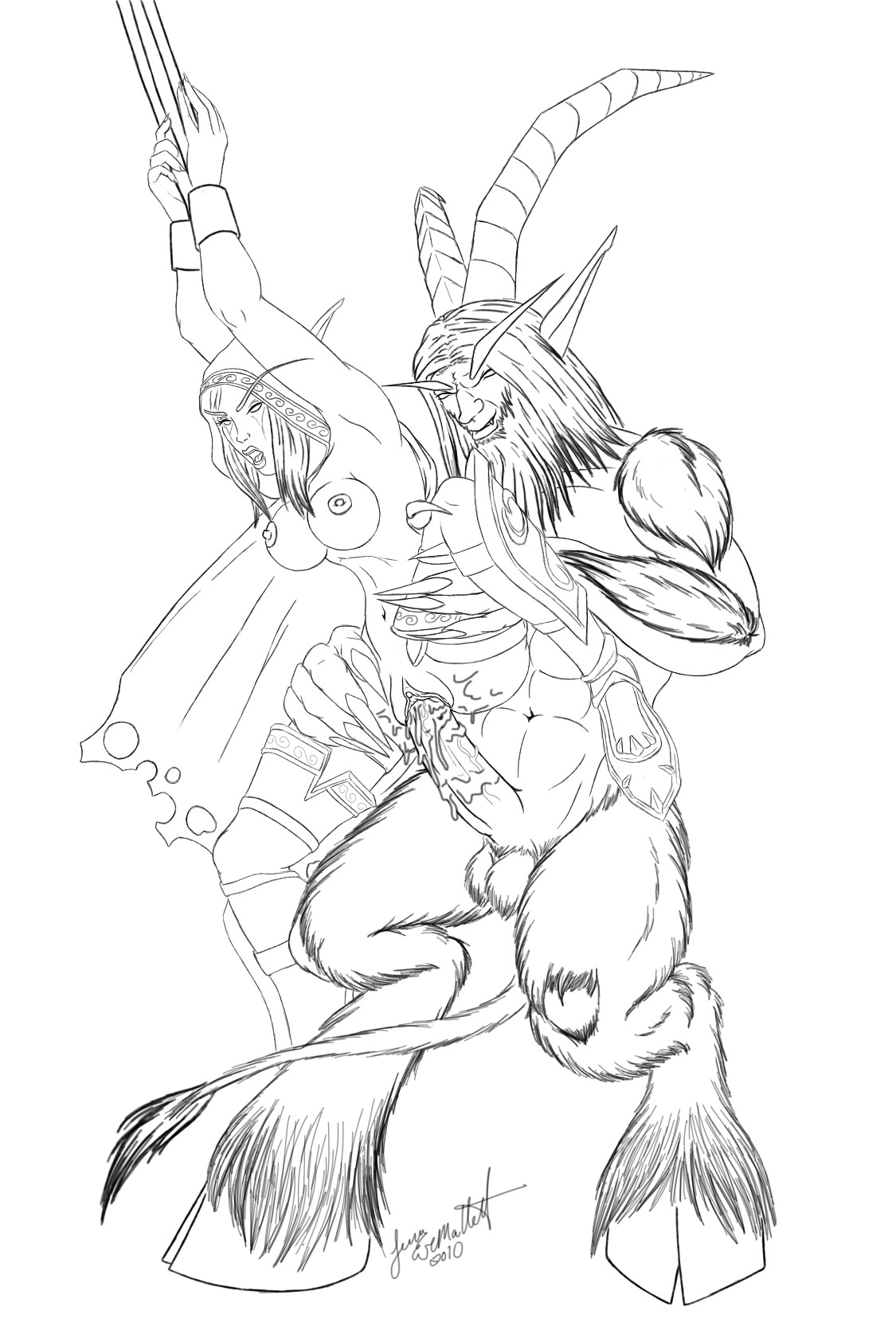 1boy black_and_white blizzard_entertainment bondage female male nipples penis pussy rape rule34 satyr satyr_(warcraft) sylvanas_windrunner turbotauren undead undead_(warcraft) warcraft world_of_warcraft