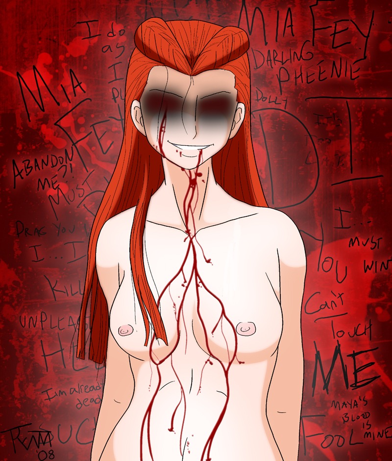 1girls blood creepy dahlia_hawthorne female gyakuten_saiban horror rule34 solo tagme