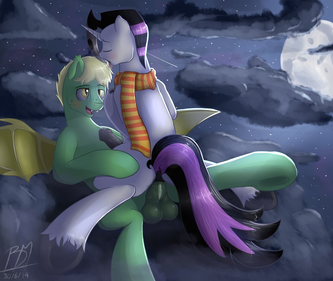 anal anus ball bat_pony big_muffintosh duo e621 equid equine erection fan_character feral genitals hasbro horn hybrid male male/male male_penetrated male_penetrating male_penetrating_male mammal membrane_(anatomy) membranous_wings my_little_pony mythological_creature mythological_equine mythology penetration penis scarf sex unicorn wings