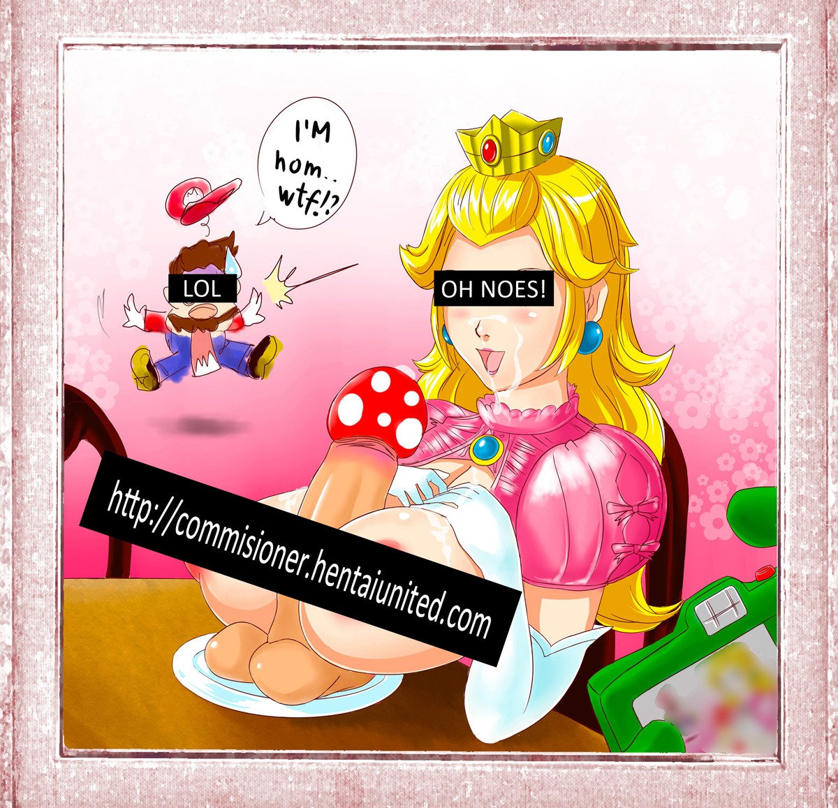 artist_request big_breasts breasts censored cum elbow_gloves female gloves hentaiunited.com human male mario mario_(series) mushroom_penis nintendo nipple_censor paizuri penis princess_peach rule34 super_mario_bros.
