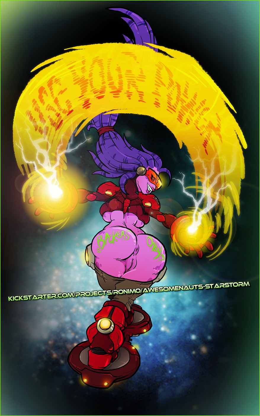 alien alien_humanoid awesomenauts butt coco_nebulon e621 eyewear female genitals goggles hi_res humanoid not_furry presenting purple_body purple_skin solo unknown_artist vulva