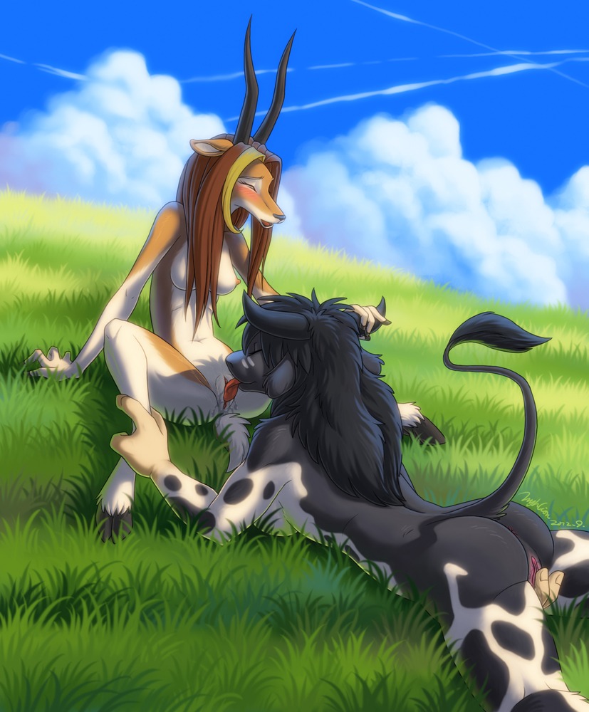 2012 antelope anthro anus arm_support black_body black_fur black_hair black_nose blizzard_entertainment blush bovid bovine breasts brown_hair butt clitoral clitoral_masturbation clitoral_rubbing clitoris cloud contrail cowdere cunnilingus detailed_background duo e621 eyes_closed female female/female fingering fur gazelle genitals grass hair hooves horn hyhlion licking long_hair lying mammal masturbation multicolored_hair nipples nude on_front oral outside plant raised_tail sex short_tail sitting sky slim spots spread_legs spreading tail tail_tuft tauren tongue tongue_out tuft two_tone_hair vaginal vaginal_masturbation vulva warcraft