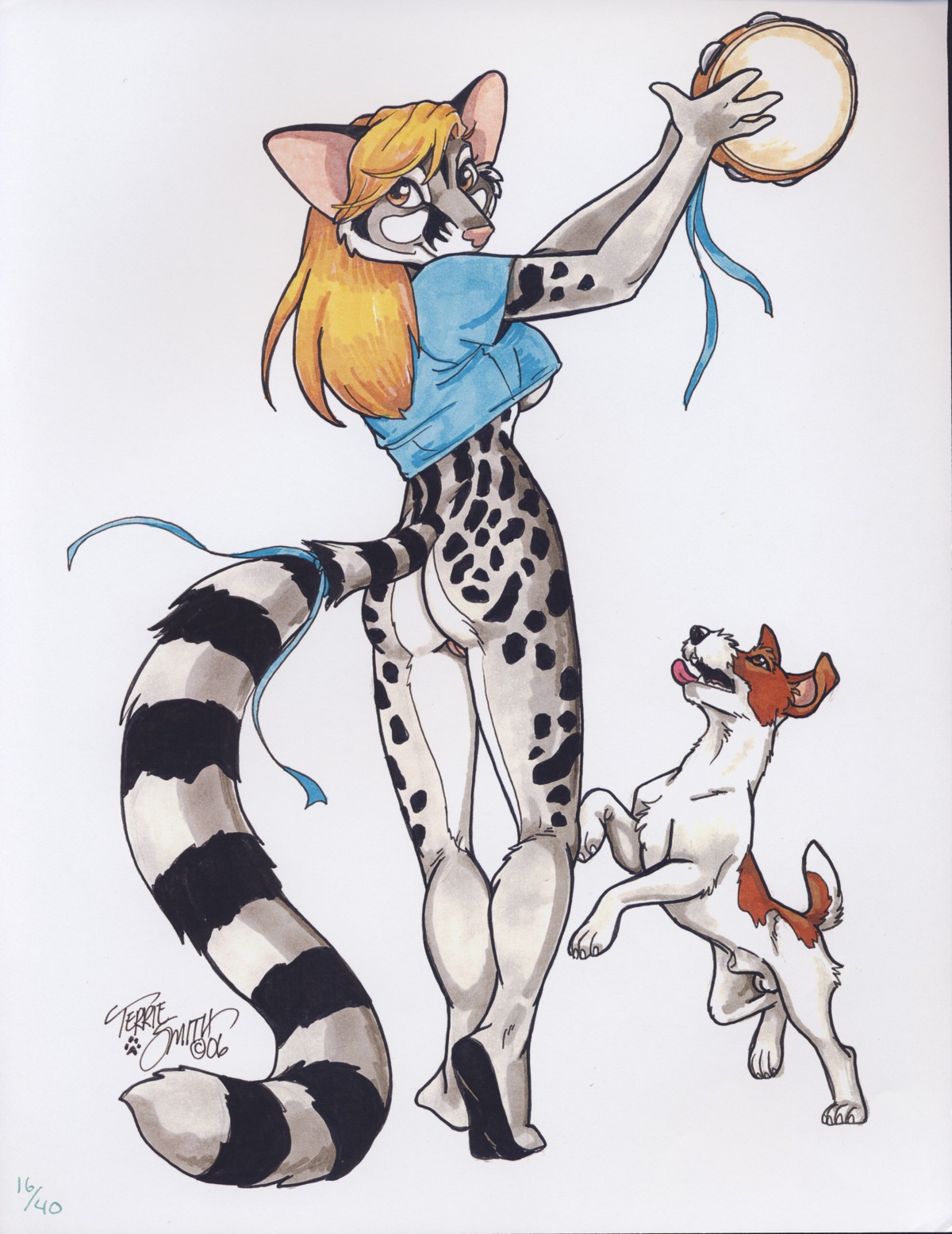 ass bottomless breasts canine civet feline female furries_with_pets furry hi_res interspecies pet pussy rule34 shirt shirt_lift sideboob tambourine terrie_smith underboob
