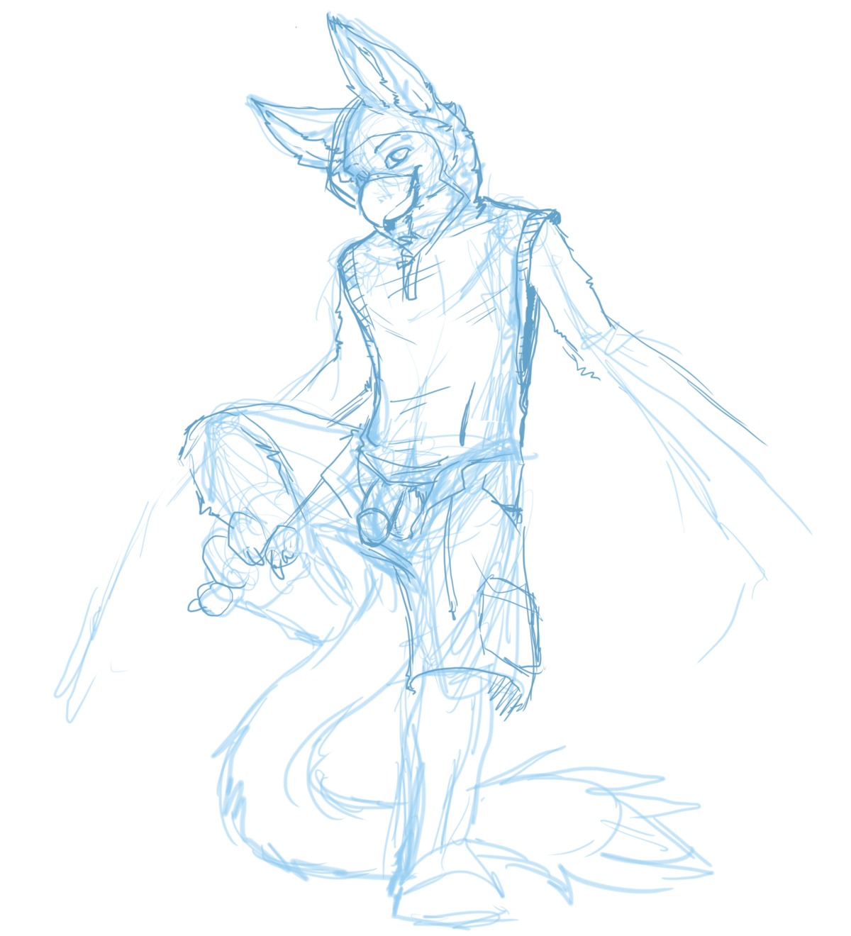 absurd_res anthro avian bird bottomwear clothing e621 feathered_wings feathers feet flaccid genitals hi_res hoodie humanoid_genitalia humanoid_penis kona_(konaburd) male pants paws penis prehensile_feet sketch solo tail tail_tuft toes topwear tuft voondahbayosh winged_arms wings