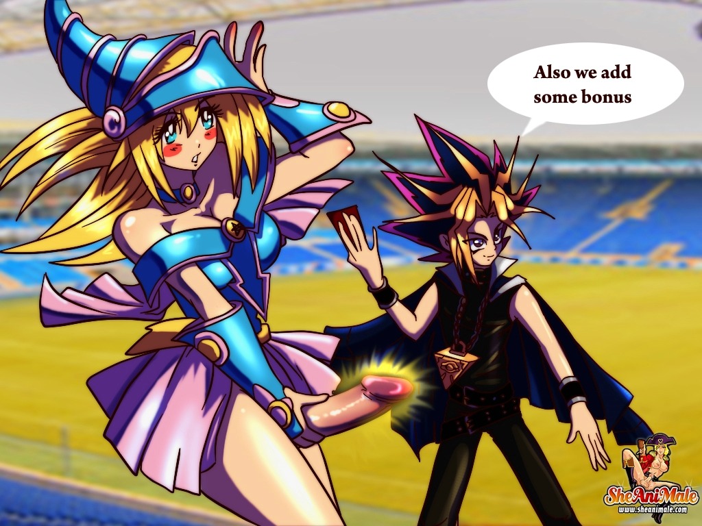 1boy 1futa dark_magician_girl female futa_on_male futanari intersex male rule34 sheanimale yami_yugi yu-gi-oh!