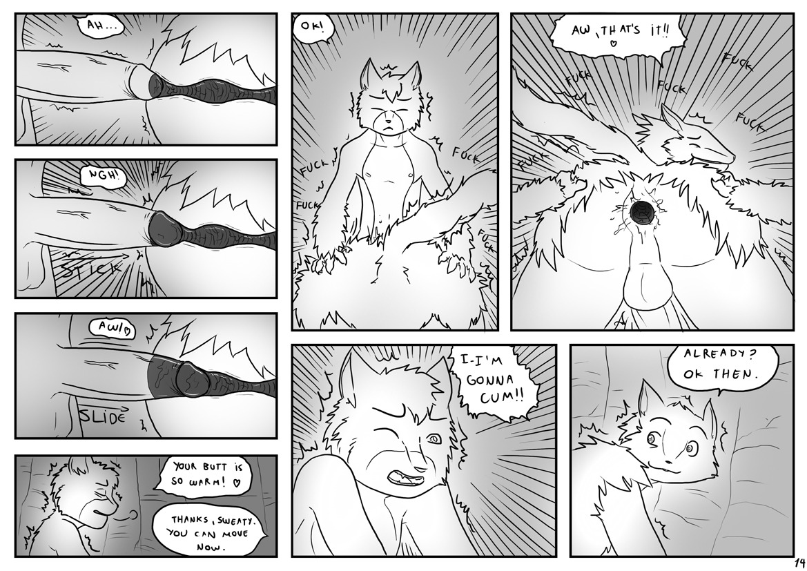 all_fours anal anal_penetration anus backsack balls butt caan_(james_howard) chimera comic dialogue digital_drawing_(artwork) digital_media_(artwork) doggystyle domestic_cat duo e621 english_text erection felid feline felis from_behind_position genitals greyscale heart_symbol humanoid_genitalia humanoid_penis hybrid internal interspecies james_howard kit_(james_howard) larger_penetrated larger_sub line_art male male/male male_penetrated male_penetrating male_penetrating_male mammal monochrome multiple_scenes nude onomatopoeia penetration penis porn_dialogue power_bottom predator/prey sergal sex size_difference small_top_big_bottom sound_effects submissive tail text warm