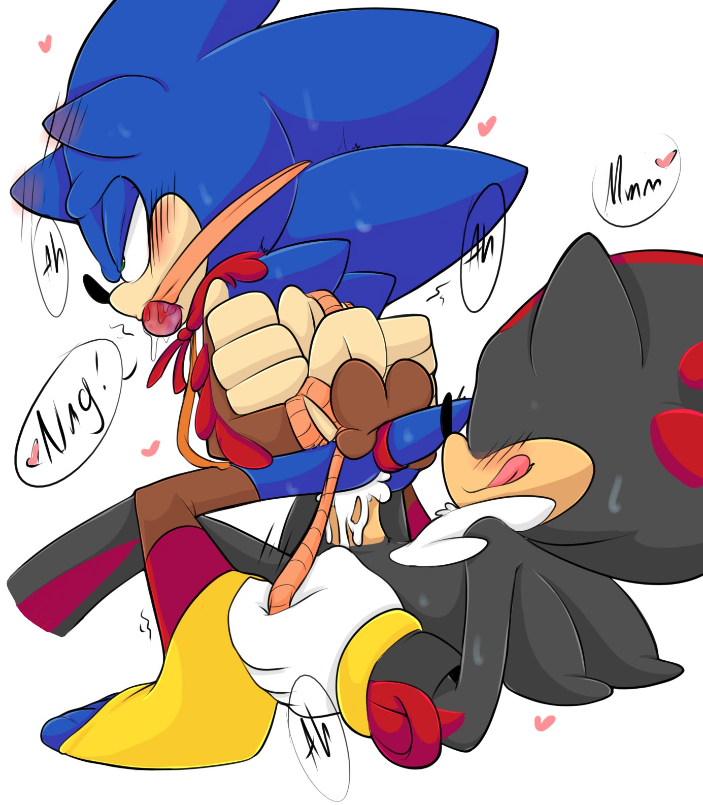 anal anthro anthro_on_anthro ball_gag bdsm black_body black_fur blue_body bodily_fluids bondage bound butt cosplay cum cum_in_ass cum_inside dominant dominant_male duo e621 erection eulipotyphlan fur gag gagged genital_fluids genitals half-closed_eyes heart_symbol hedgehog hi_res male male/male male_penetrated male_penetrating male_penetrating_male mammal messy narrowed_eyes orgasm penetration penis sega sex shadow_the_hedgehog simple_background sonadowxx sonic_the_hedgehog sonic_the_hedgehog_(series) submissive submissive_male text tongue tongue_out white_background