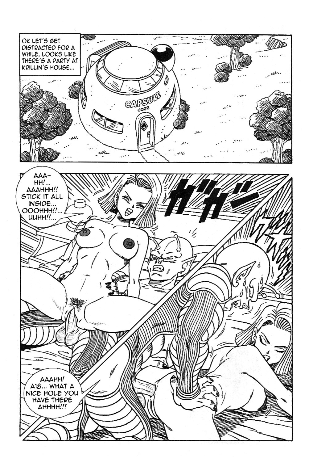 android_18 biceps comic dragon_ball dragon_ball_z female human male piccolo pubic_hair rule34 straight