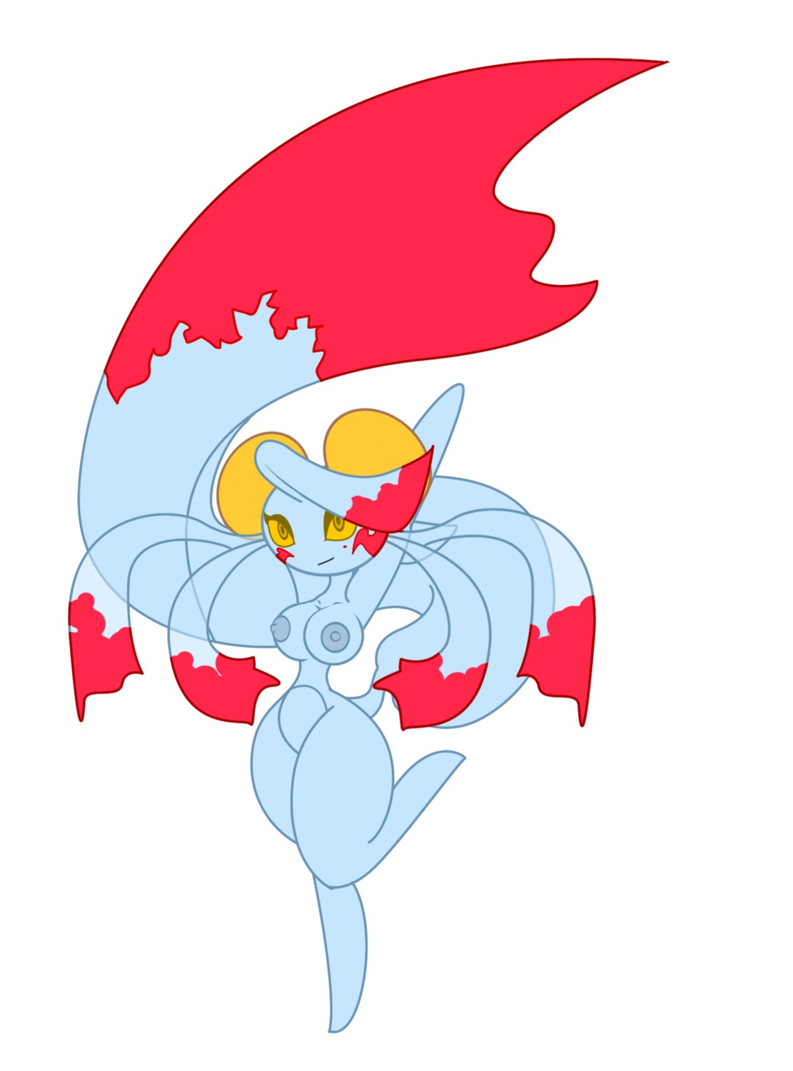 anthro breasts chimecho chirean_(pokemon) color female female_only front_view gb_of_bs nipples nude on_one_foot pokemon pokemon_only rule34 solo standing tagme
