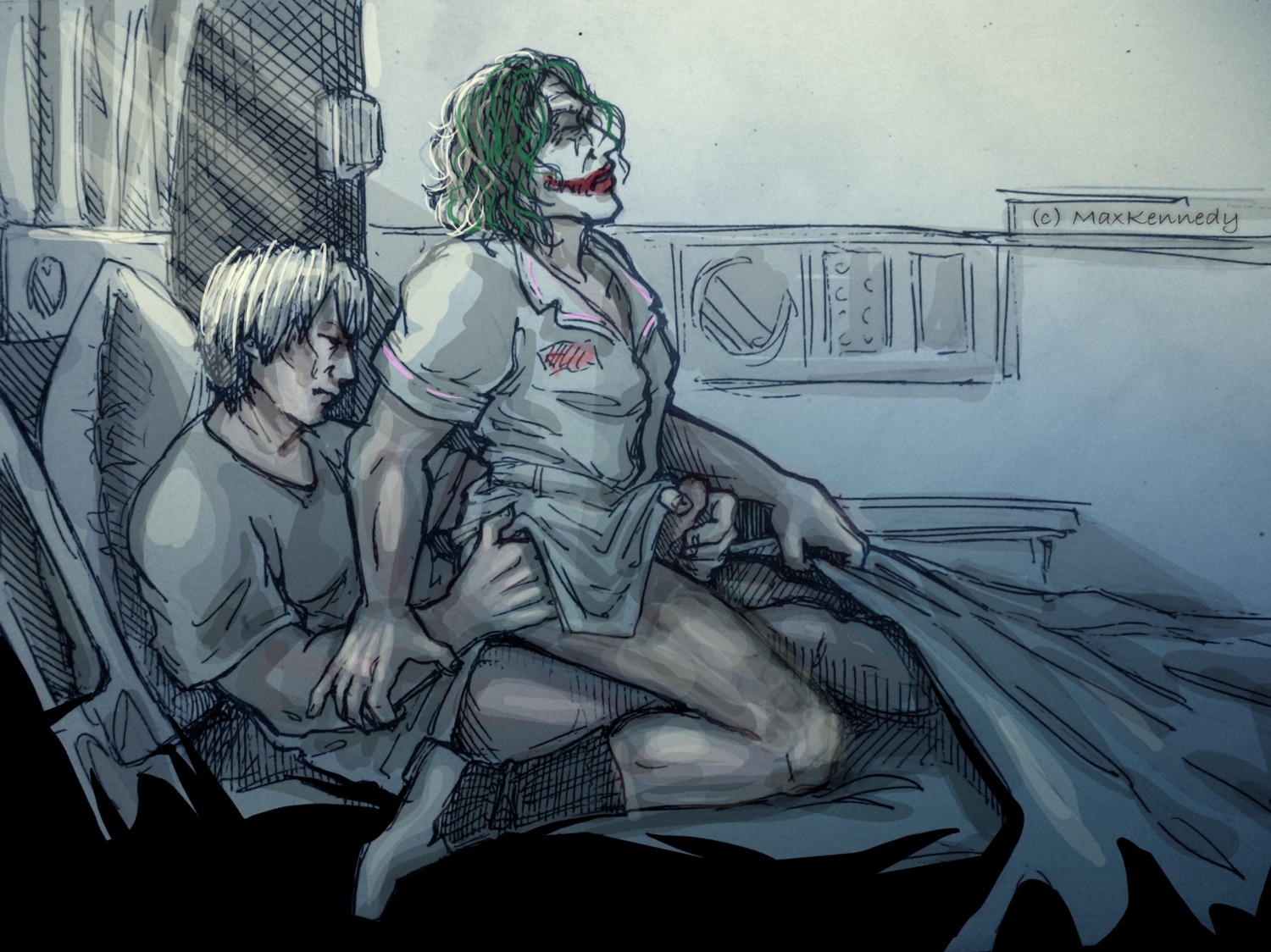 batman_(series) dc dc_comics gay harvey_dent joker male male_only multiple_boys multiple_males rule34 the_dark_knight two-face yaoi