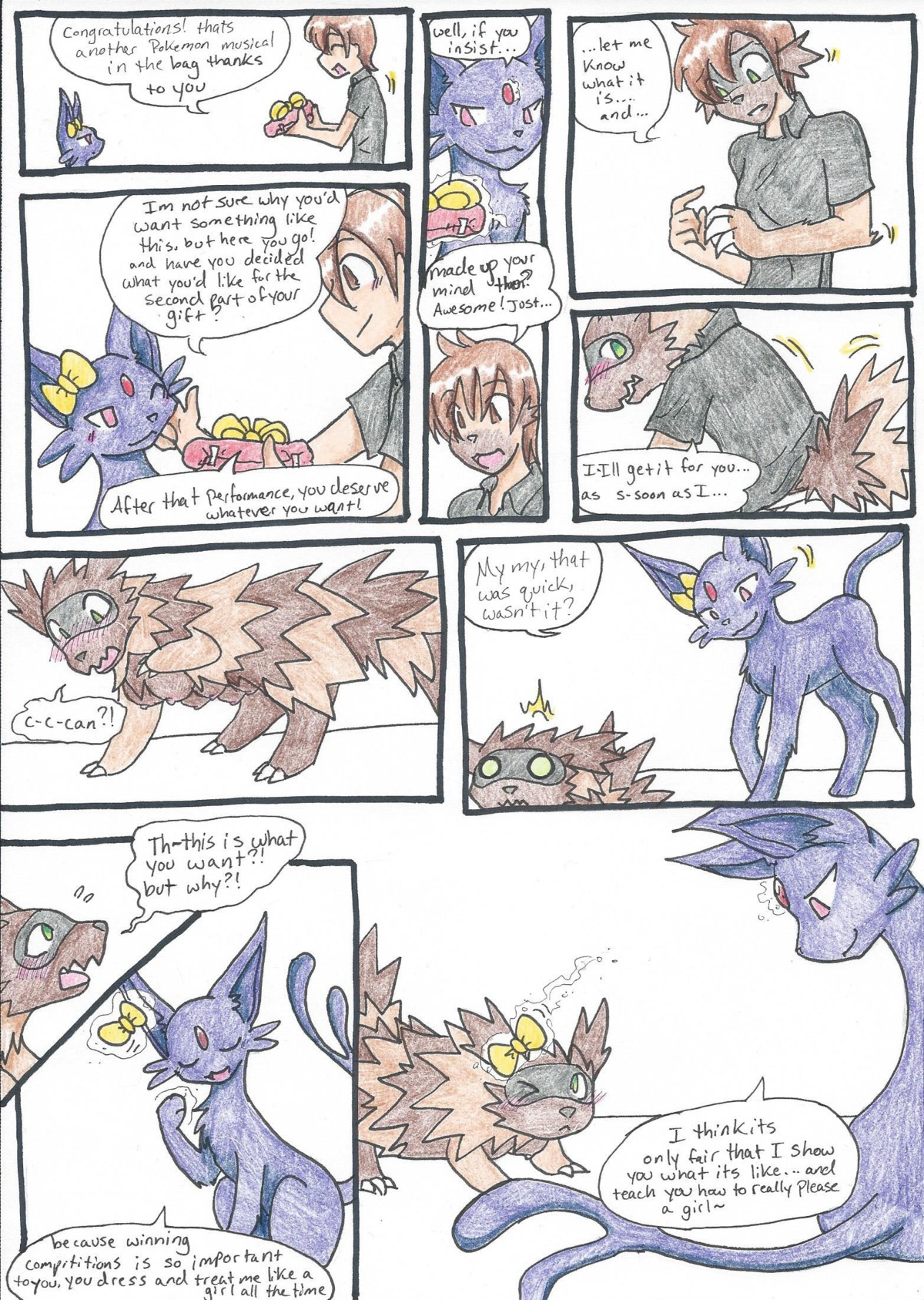 blush breasts comic confusion dildo duo e621 eeveelution english_text espeon female feral feral_transformation fur gender_transformation generation_2_pokemon generation_3_pokemon hi_res male male/female multi_breast multi_nipple nintendo nipples nude paws pokemon pokemon_(species) psychic rainbowraven ribbons sex_toy surprised teats telekinesis text transformation vibrator zigzagoon