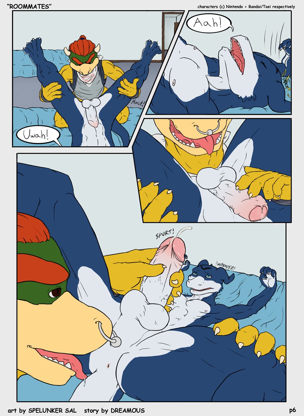 anal bandai bowser_koopa_junior_(roommates) comic couple digimon dreamous_(writer) duo flamedramon furry gay giancarlo_rosato hi_res horn humanoid_penis koopa licking male male/male male_only mario_(series) muscles nintendo nude oral penis rimming roommates_(comic) rule34 scalie spelunker_sal straight_hair tongue tongue_out yaoi