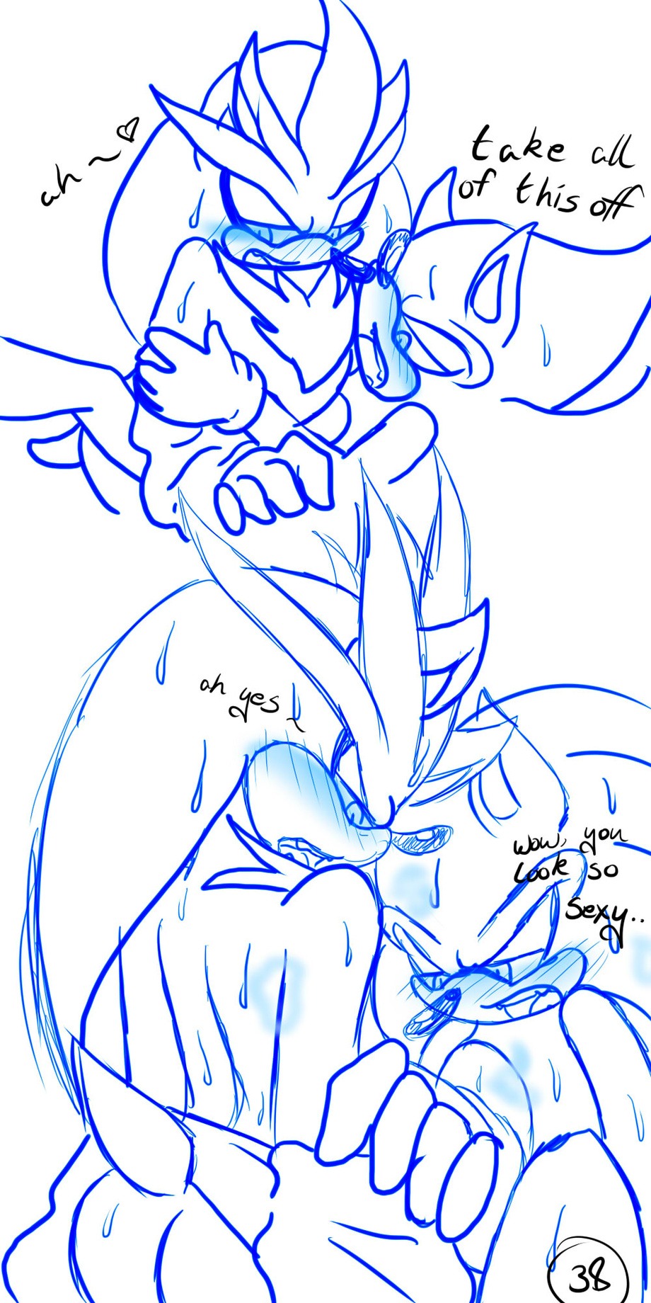 1:2 anal anal_penetration anthro blush bodily_fluids comic dialogue dominant dominant_male duo e621 english_text eulipotyphlan fur hedgehog hi_res male male/male male_penetrated male_penetrating male_penetrating_male mammal multiple_scenes penetration redfirestar sega sex silver_the_hedgehog sonic_the_hedgehog sonic_the_hedgehog_(series) sweat text