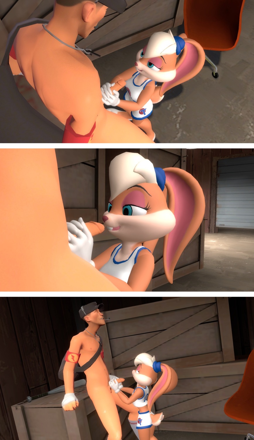 1boy 1girls 3d anthro anthro_female artist_request bigger_male comic crossover erect_penis erection female fur furry furry_female garry's_mod handjob human human_male lola_bunny looney_tunes male penis rabbit rule34 scout_(team_fortress_2) size_difference smaller_female space_jam straight team_fortress_2