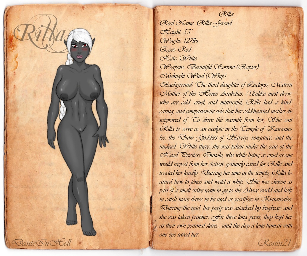 1girls areolae braid breasts character_sheet danteinhell dark_elf drow drow_(dnd) dungeons_and_dragons elf elf_ears elf_female female female_only looking_at_viewer nipples nude nude_female pubic_hair rule34 solo solo_female standing tagme white_hair