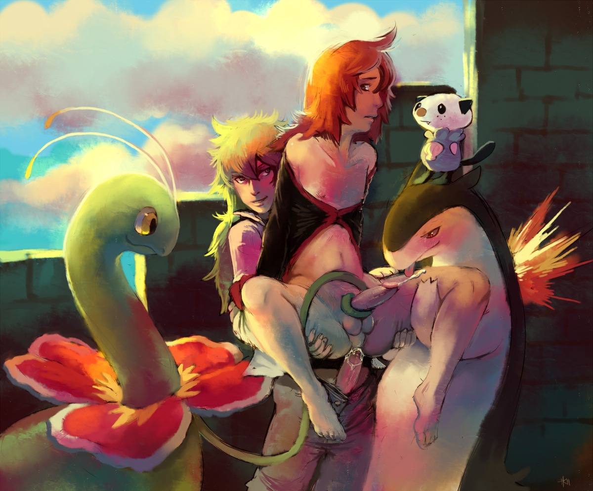 2011 anal bottomless cum gay human male meganium nintendo oral oshawott penis pokemon pokemon_(species) purplekecleon rule34 sex silver_(pokemon) straight_hair tentacle tentacle_on_male tentaclejob typhlosion