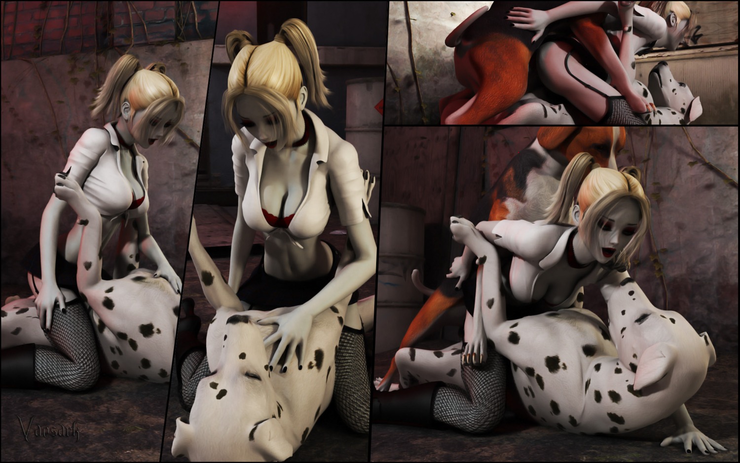 16:10 3d_(artwork) alternative_fashion anal anal_penetration beagle bestiality blonde_hair bottomwear breasts canid canine canis cleavage clothed clothing dalmatian digital_media_(artwork) domestic_dog double_penetration e621 fangs female female_on_feral feral feral_penetrating feral_penetrating_human goth group group_sex hair hi_res human human_on_feral human_penetrated hunting_dog interspecies jeanette_voerman_(world_of_darkness) kindred_(world_of_darkness) legwear male male/female male_penetrating malkavian_(world_of_darkness) mammal miniskirt navel pale_skin penetration realistic_feral scent_hound sex skirt spots stockings teeth threesome trio vaesark vaginal vaginal_penetration vampire vampire_the_masquerade vampire_the_masquerade_bloodlines white_wolf_publishing widescreen world_of_darkness_(series)
