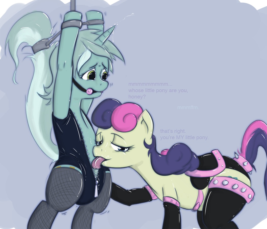 accessory bdsm bit_gag blue_eyes bodily_fluids bonbon_(mlp) bondage bound clothing collar dominant dominant_female dovne duo e621 earth_pony english_text equid equine fashion_saddle female female/female feral fishnet_clothing friendship_is_magic furgonomics gag gagged green_eyes green_hair hair half-closed_eyes hasbro horn horse jewelry latex leather legwear licking looking_at_viewer lyra_heartstrings_(mlp) mammal multicolored_hair my_little_pony mythological_creature mythological_equine mythology narrowed_eyes pony ring saddle saliva spikes submissive submissive_female tail tail_accessory tail_jewelry tail_ring text thigh_highs tongue tongue_out two_tone_hair unicorn zipper