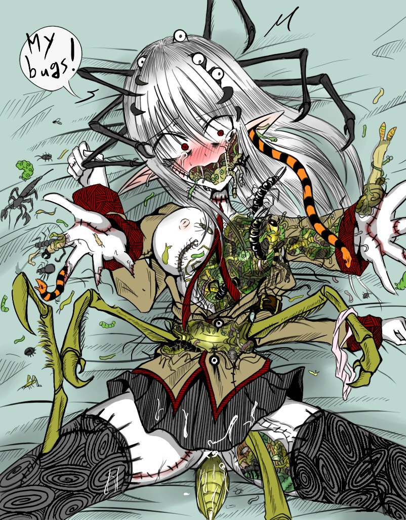 animal_humanoid arachnid arachnid_humanoid arthropod arthropod_abdomen arthropod_humanoid blush bodily_fluids breasts centipede e621 female feral fly_(animal) gastropod group hair humanoid insect looking_at_viewer mo_error_mo mollusk monster monster_girl_(genre) monstrous_humanoid multi_limb myriapod nightmare_fuel pale_skin red_eyes reptile sangyou_haikibutsu_(turnamoonright) scalie scorpion snail snake solo_focus spider_humanoid tears white_hair