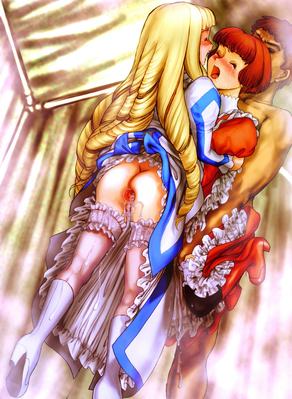 1boy 2000 2girls anal anal_penetration anus ass blonde_hair blush boots breasts brown_hair closed_eyes creampie cum cum_drip cum_in_ass cum_inside cum_on_body cum_on_clothes cum_on_lower_body cum_on_pussy dangling_legs dress dress_lift drill_hair drooling female gaping garters group_sex gundam high_heels high_resolution human invisible_penis kihel_heim light-skinned_female light_skin long_hair male multiple_females multiple_girls no_panties open_mouth orgy penis pussy pussy_juice rule34 saliva sex shoes short_hair siblings sisters sochie_heim sweat tears thighhighs turn_a_gundam uncensored white_legwear white_thighhighs youkai_ankake zettai_ryouiki