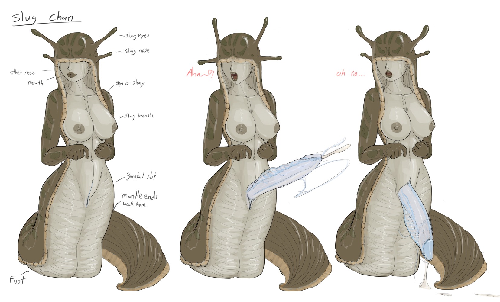 aka6 animal_genitalia antennae_(anatomy) apode blue_penis bodily_fluids breasts cum digital_media_(artwork) e621 english_text erection gastropod genital_fluids genital_slit genitals gynomorph half-erect heart_symbol hi_res intersex legless lips mollusk monster monster_girl_(genre) non-mammal_breasts nude penis simple_background slug solo text translucent translucent_penis white_background