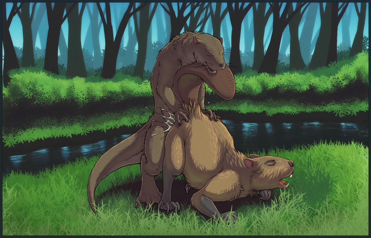 2013 all_fours ambiguous_gender artonis ass_up beaver bodily_fluids cum cum_inside cumshot detailed_background doggystyle duo e621 ejaculation eyes_closed feral feral_on_feral forest from_behind_position genital_fluids grass happy happy_sex interspecies looking_pleasured male male/ambiguous mammal moan mustelid nature nature_background open_mouth open_smile orgasm orgasm_face otter outside penetration plant raised_tail river rodent sex smile tail tree water