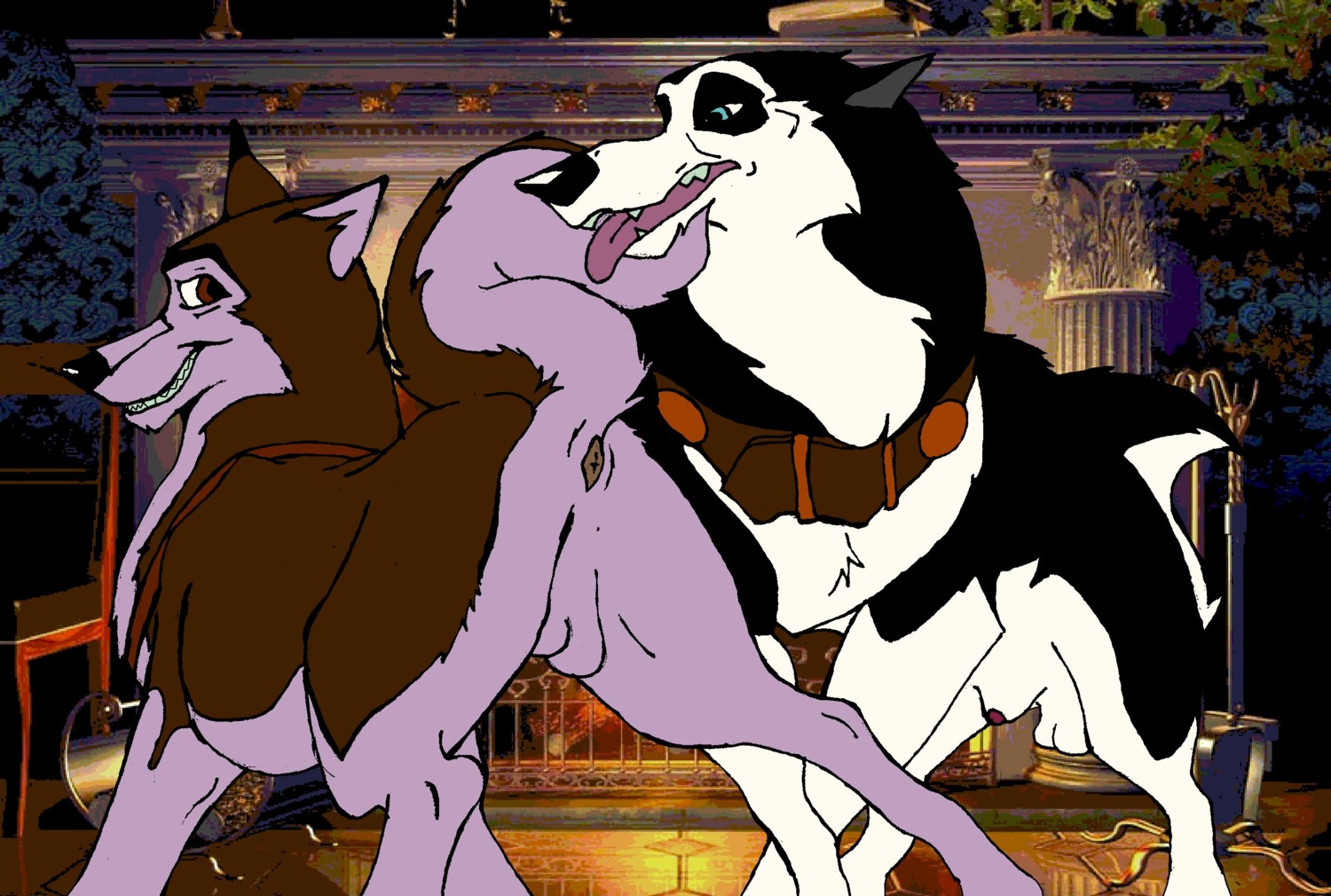 anus balls balto_(film) balto_(series) canine duo feral furry kodi_(balto) male male_only mammal rule34 steele_(balto) tongue yaoi