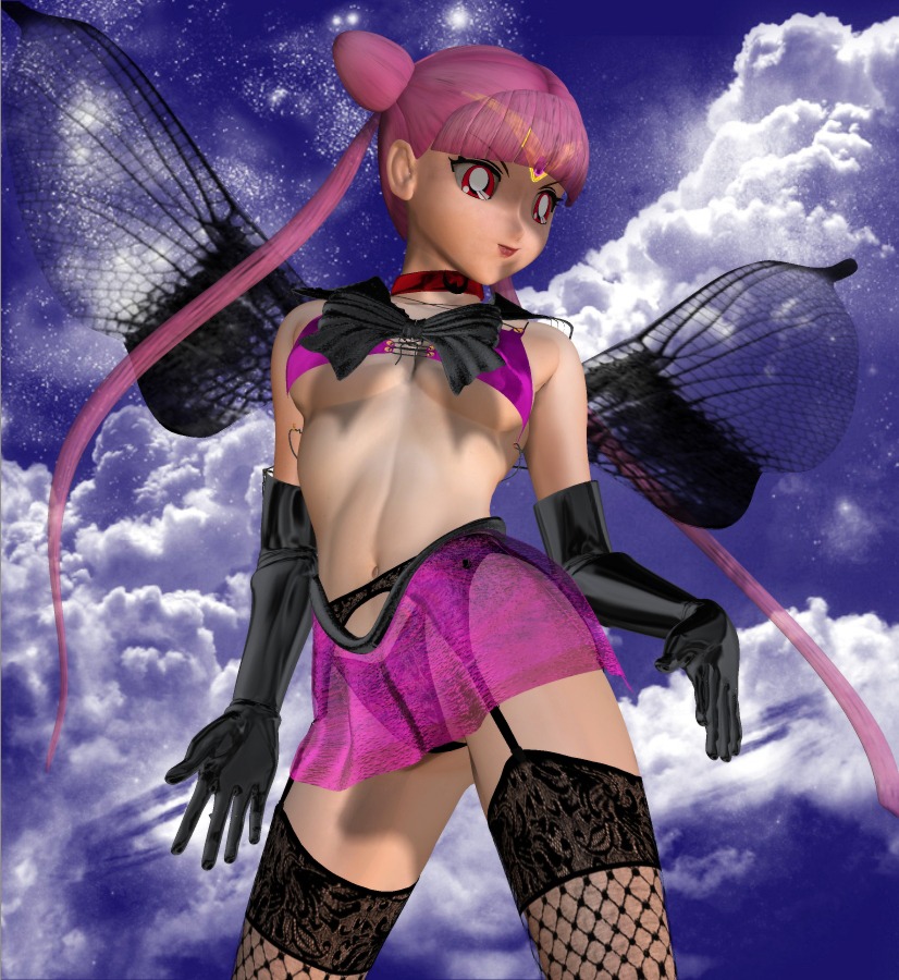 1girls 3d bishoujo_senshi_sailor_moon breasts chibi_usa clothing female purple_hair rule34 sailor_chibi_moon skirt small_breasts stockings tagme thegodtree wings