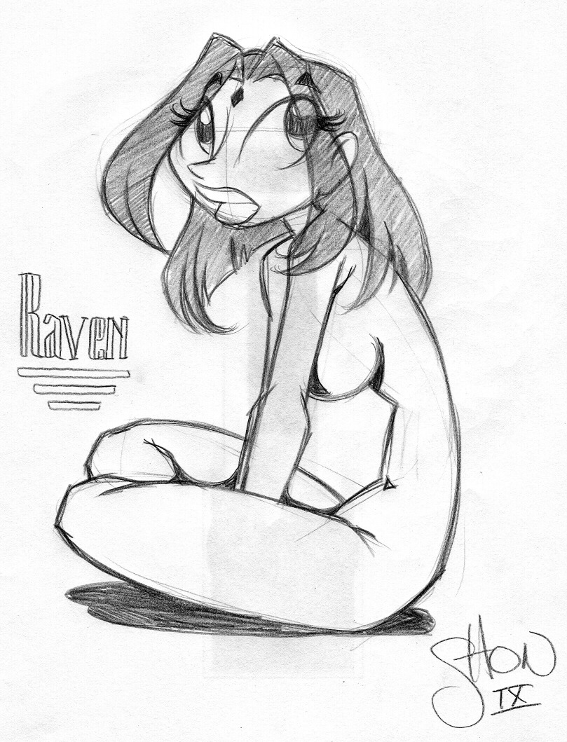 breasts dc dc_comics female female_only huge_eyes king-cheetah monochrome nude rachel_roth raven_(dc) rule34 side_view sitting smooth_skin solo tagme teen_titans toony white_background