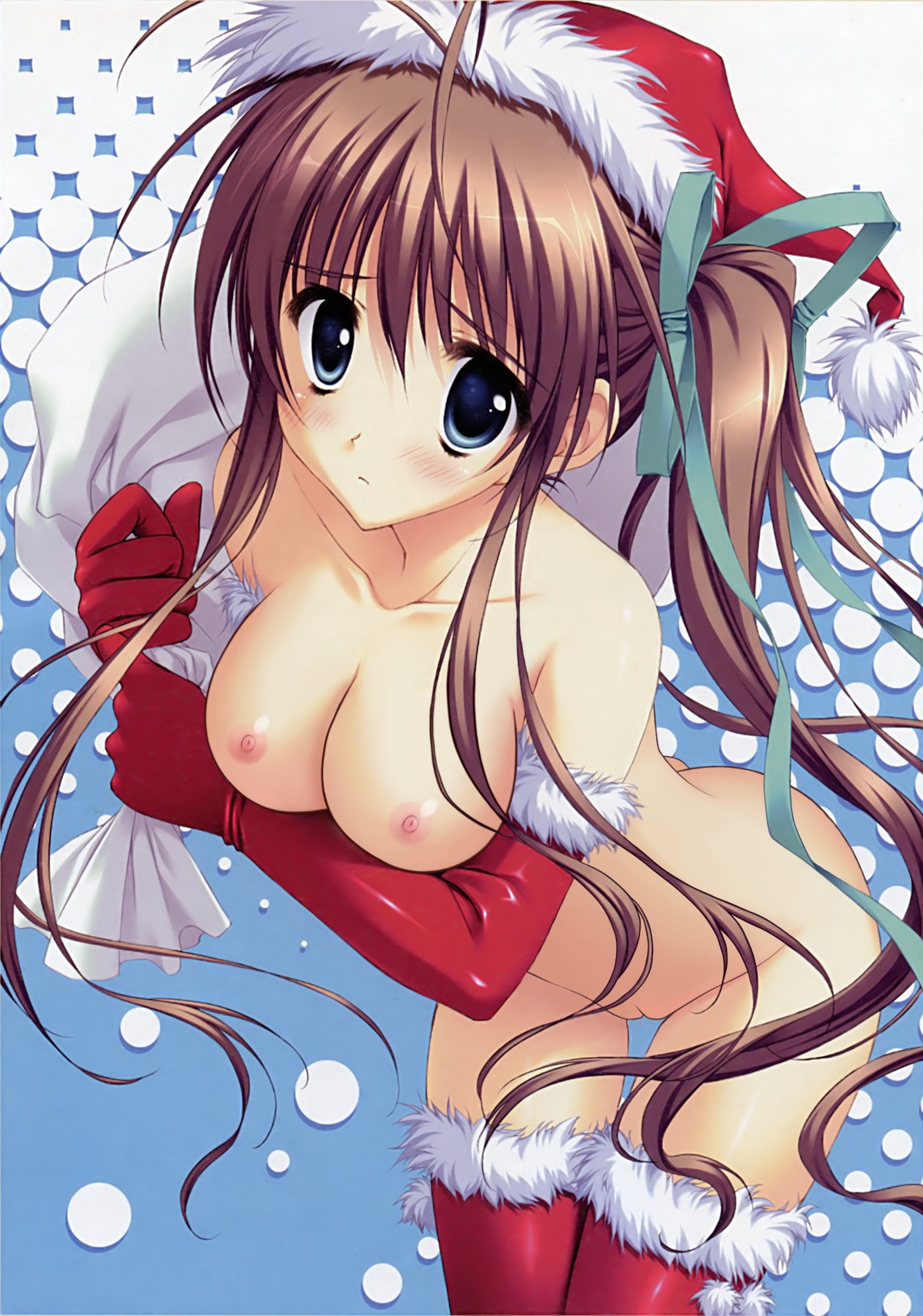 akane-iro_ni_somaaru_saka christmas female gloves hat high_resolution huge_eyes minato_nagase nude nude_filter photoshop pointy_chin rule34 santa_costume santa_hat uncensored