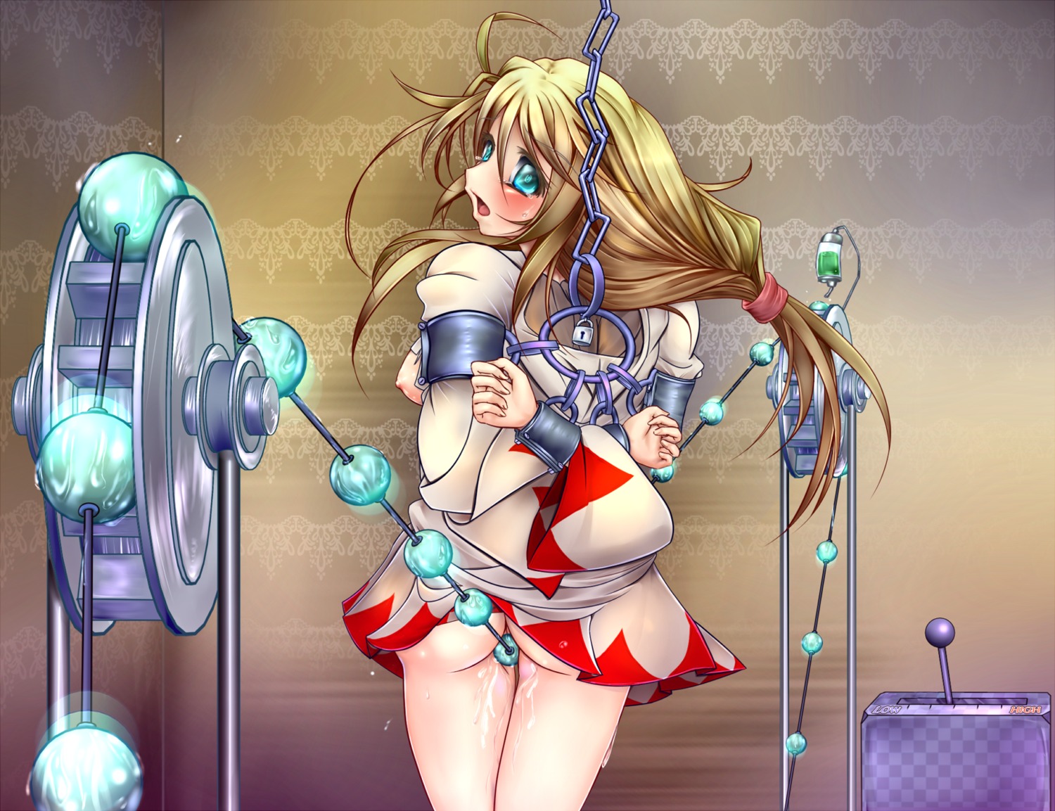 arms_behind_back arms_bound ass bare_breasts bdsm bead_sex_machine beads blonde_hair blue_eyes blush bondage bound box_tie breasts chains crotch_rub cum exposed_breasts female female_only femsub final_fantasy final_fantasy_tactics final_fantasy_tactics_(original) forced from_behind helpless highres human looking_back machine monikano nipples predicament_bondage pussy pussy_juice robe rope_walking rule34 sex_machine slave solo steel_bondage tears torn_clothes white_mage white_mage_(fft)