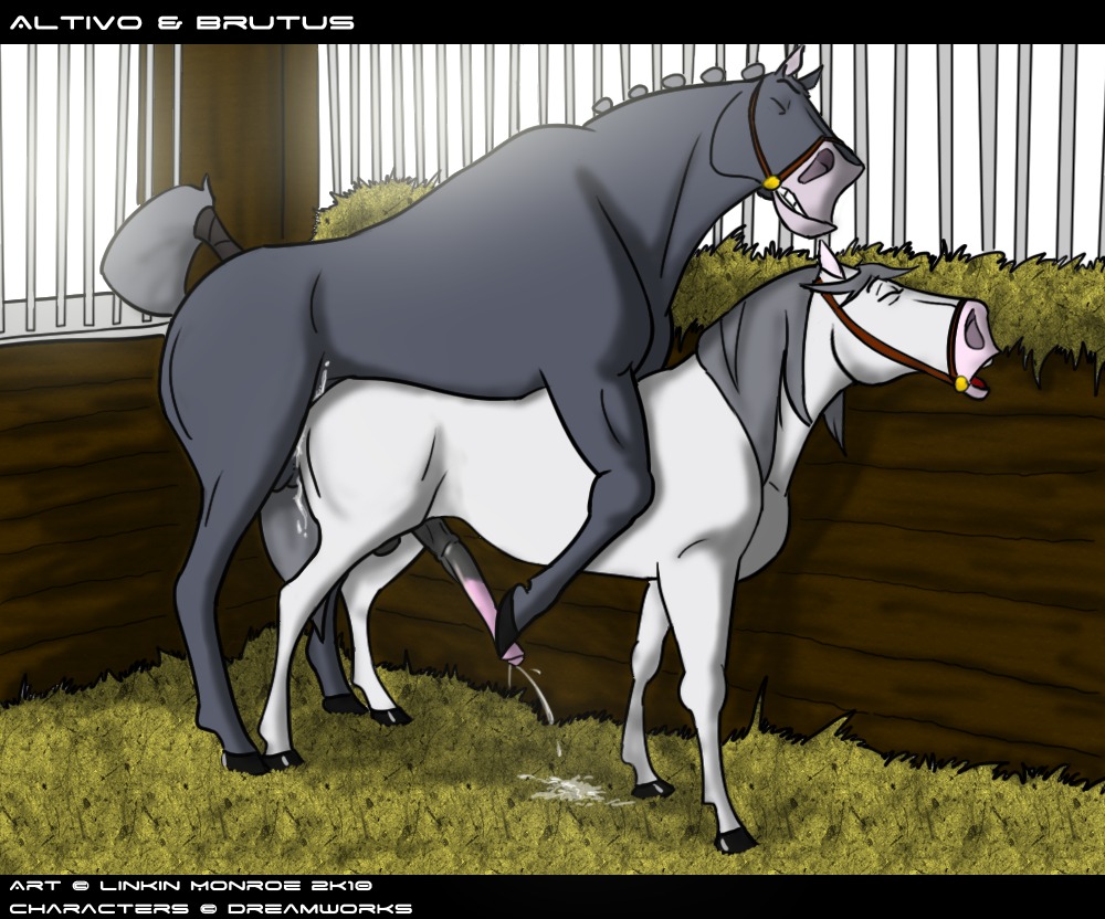 2010 altivo_(the_road_to_el_dorado) animal_genitalia animal_penis balls big_penis bodily_fluids bridle cum dreamworks duo e621 ejaculation eldorado english_text equid equine equine_genitalia equine_penis erection feral genital_fluids genitals hands-free hooves horse linkin_monroe male male/male mammal mane orgasm penis quadruped reins stable tail text the_road_to_el_dorado